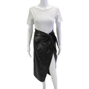 BOA. Womens Wrap Skirt Black Midi 55% Polyester 45% Polyurethane Size XS